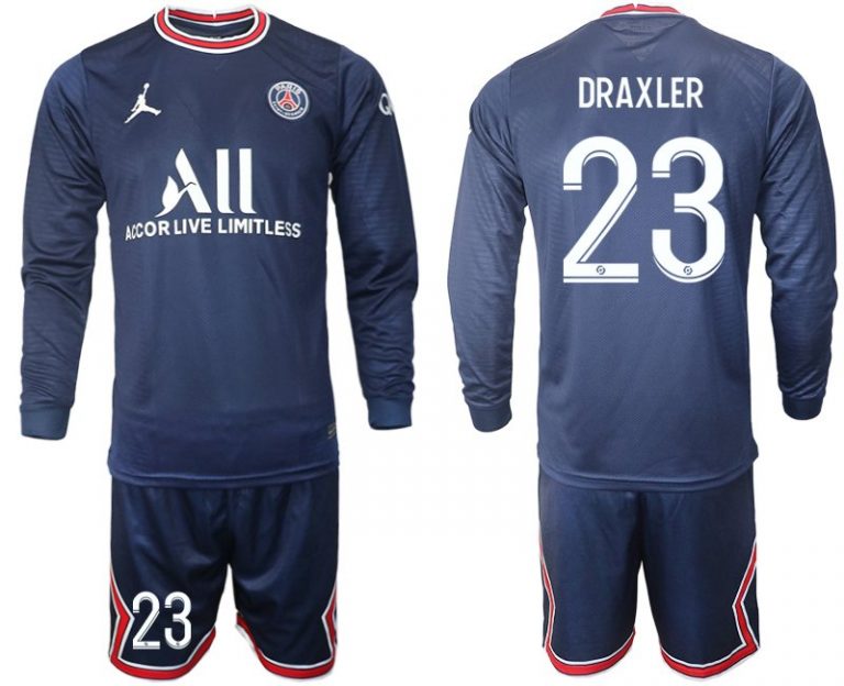 2022 Herren Paris Saint-Germain Heim Trikot Draxler 23# Langarm + Kurze Hosen