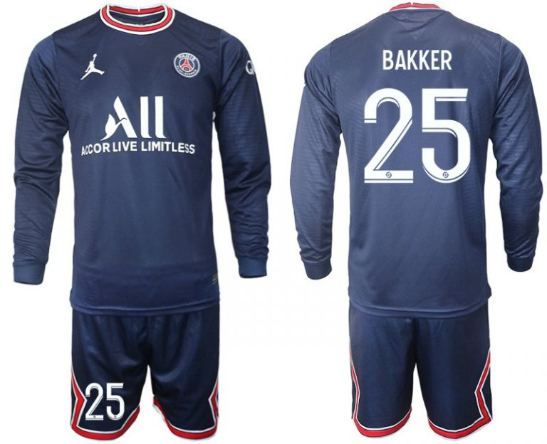 2022 Paris Saint-Germain Herren Heim Trikot Bakker 25# Langarm + Kurze Hosen