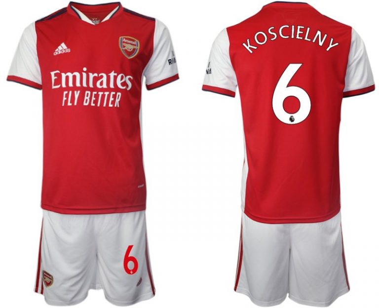 Arsenal Heimtrikot 2022 Herren Kurzarm rot mit Aufdruck Koscielny 6 + Kurze Hosen