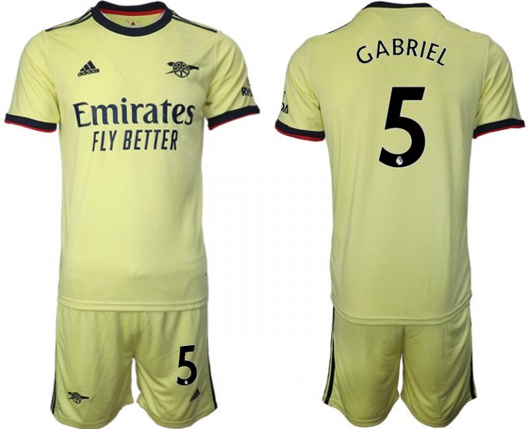 FC Arsenal London Gabriel 5# Trikot Away 2022 Gelb Trikotsatz + Kurze Hosen