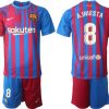 FC Barcelona Heimtrikot 2021/22 Herren Fußballtrikots blau mit Aufdruck A.Iniesta 8-1