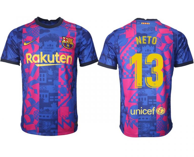 FC Barcelona Herren 3rd Trikot 2021/22 in blau mit Aufdruck NETO 13