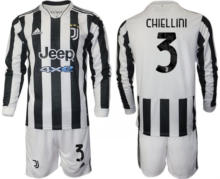 FC Juventus Turin Giorgio Chiellini 3# Herren 2022 Heimtrikot Langarm + Kurze Hosen