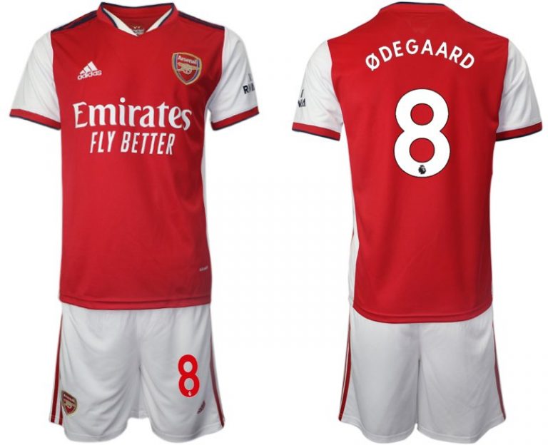 Fußballtrikot Fantrikot FC Arsenal Ødegaard 8 Heimtrikot rot 2022 + Kurze Hosen