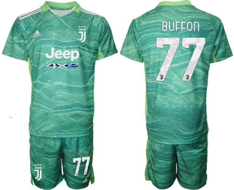 Herren TW-Trikot Juventus Turin Goalie Trikot Set 2022 Grün mit Aufdruck Buffon 77