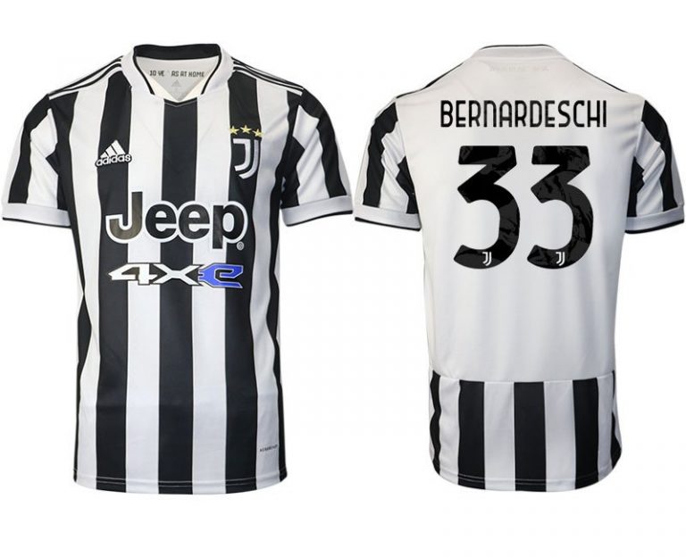 Juventus Turin Heimtrikot 2022 Kurzarm Weiss/Schwarz mit Aufdruck Bernardeschi 33