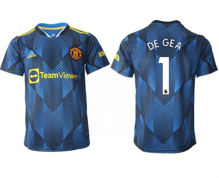 Manchester United Ausweichtrikot 2022 blau mit Aufdruck DE GEA 1