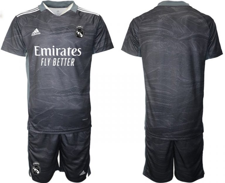 Personalisierbar Fußball Trikotsatz Real Madrid Torwart Heimtrikot 2022 Schwarz