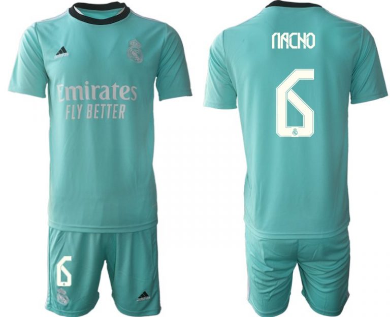 Personalisierbar Real Madrid Ausweichtrikot 2022 grün mit Aufdruck Nacho 6