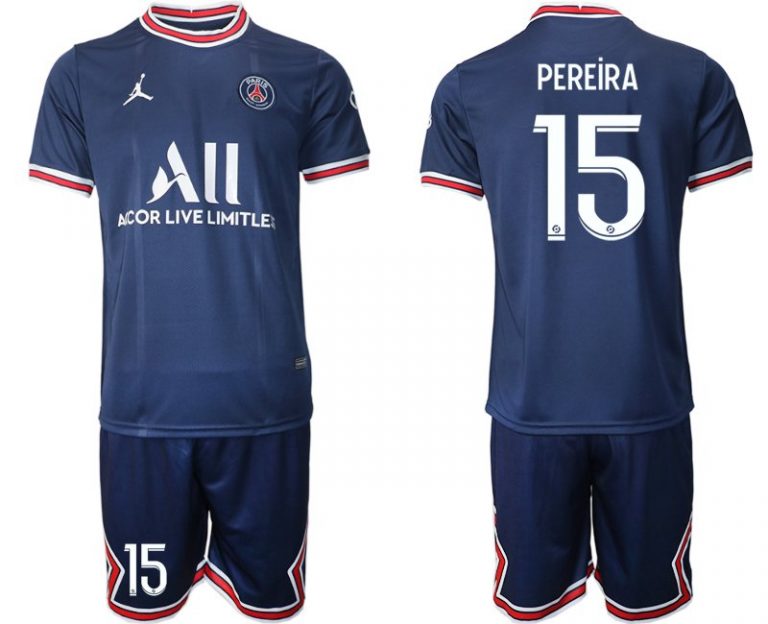 Trikotsatz Paris Saint Germain Heimtrikot 2021-22 Fußballtrikot mit Aufdruck Pereira 15