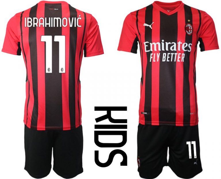 AC Milan Zlatan Ibrahimović #11 Fußballtrikot Kinder (+ Kurze Hosen)