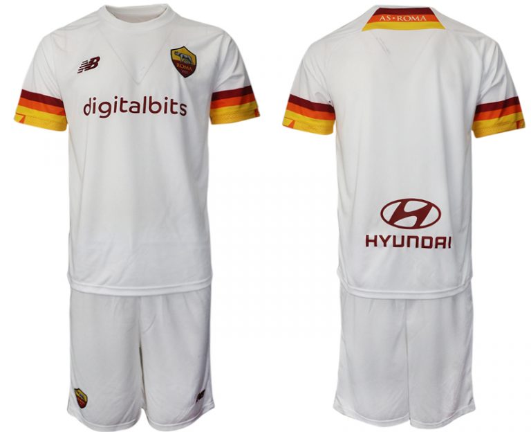 AS Roma 2021-22 Auswärtstrikot weiß Herren Trikot + Kurze Hosen