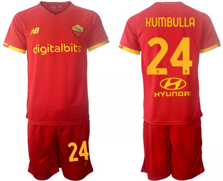 AS Roma 2022 Heimtrikot rot Trikotsatz Kurzarm + Kurze Hosen KUMBULLA 24