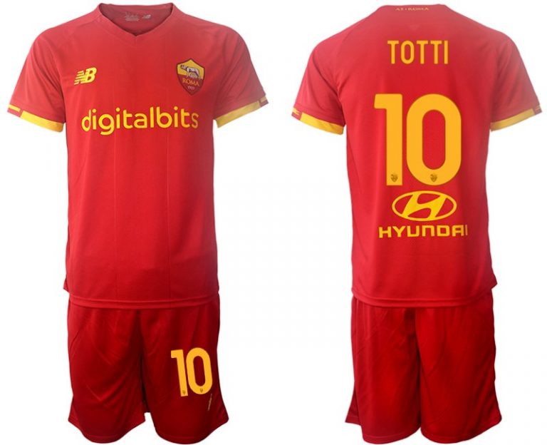 AS Roma 2022 Heimtrikot rot Trikotsatz Kurzarm + Kurze Hosen TOTTI 10