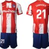 Atletico de Madrid Stadion Heimtrikot 2021-22 rot/weiß mit Aufdruck Carrasco 21-1