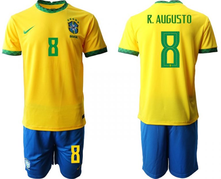 Billige Brasilien Fussball Trikot 20/21 Heimtrikot gelb mit Aufdruck R.AUGUSTO 8