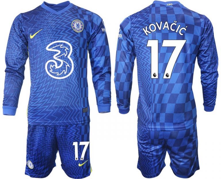 Chelsea FC Heimtrikot 2022 blau Langarm Trikotsatz mit Aufdruck Kovačić 17