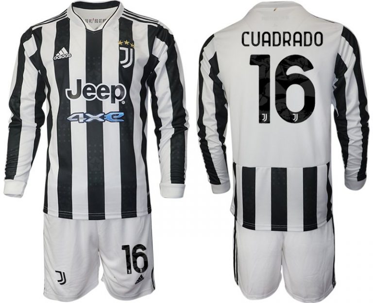 Cuadrado 16# Juventus Turin Herren 2022 Fußball Heim Kit Langarm + Kurze Hosen