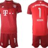 FC Bayern München 2021/22 Herren Heimtrikot rot mit Aufdruck Neuer 1-1