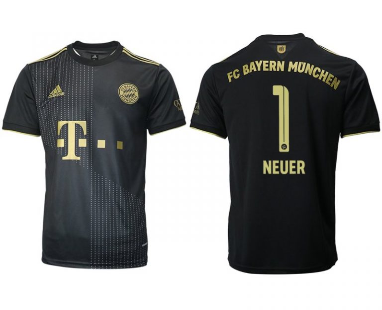 FC Bayern München Herren Auswärts Trikot 21/22 schwarz/gold mit Aufdruck NEUER 1