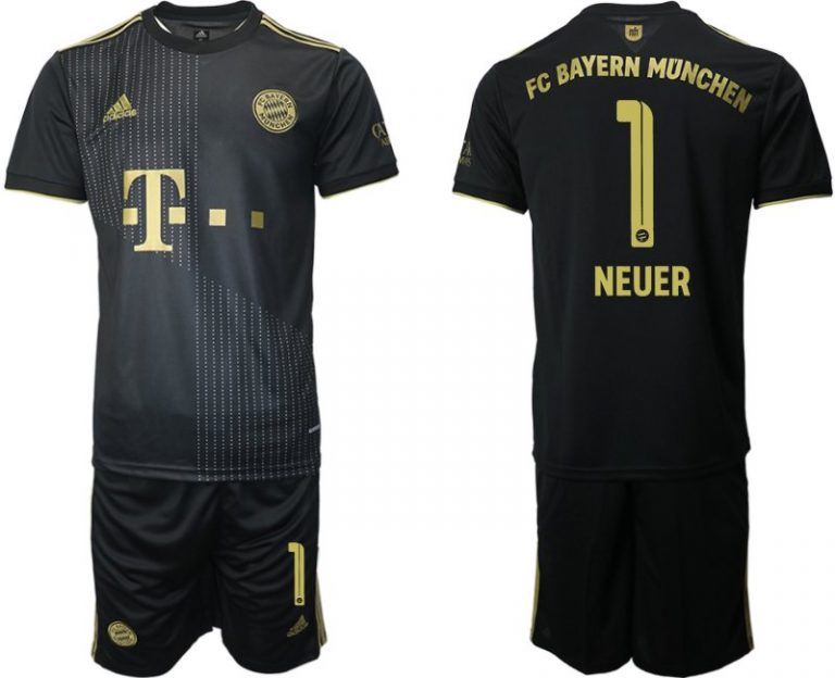 FC Bayern München Neuer 1 Auswärts Fußballtrikot 2021/22 Schwarz Gold Trikotsatz