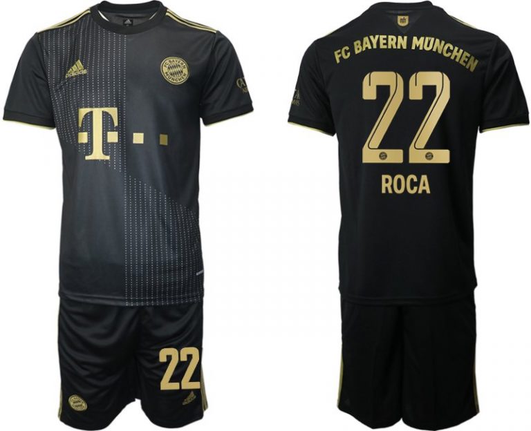 FC Bayern München Roca 22 Herren Fußballtrikot Auswärts 2021/22 Schwarz Trikotsatz