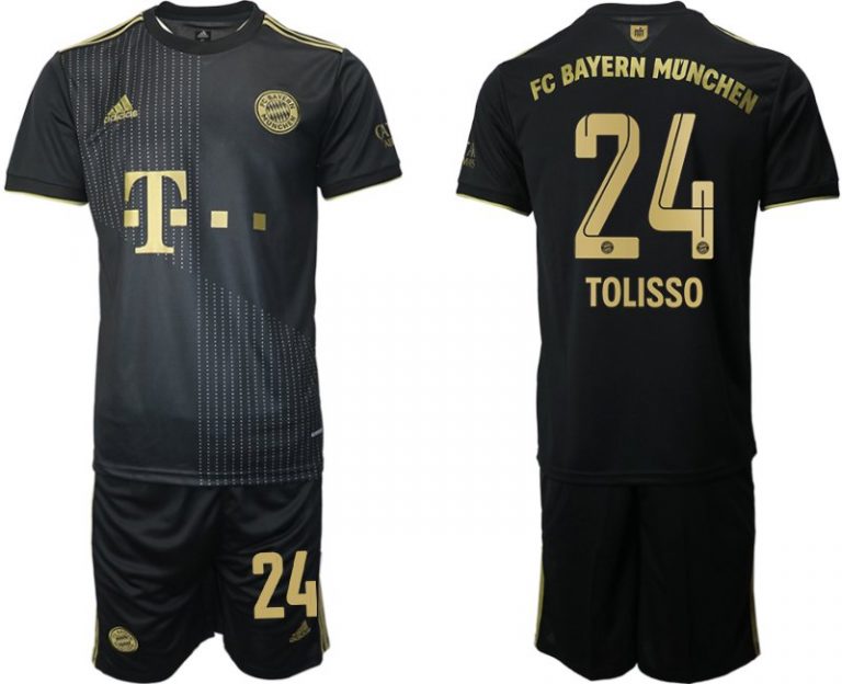 FC Bayern München Tolisso 24 Herren Fußballtrikot Auswärts 21/22 Schwarz Trikotsatz