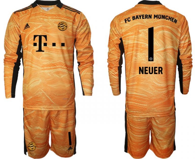 FC Bayern München Torwart Trikot 2021/22 orange/schwarz Langarm + Kurze Hosen