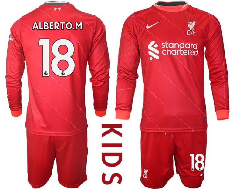 FC Liverpool Heimtrikot 2021/22 Trikotsatz Langarm in rot für Kinder ALBERTO.M 18