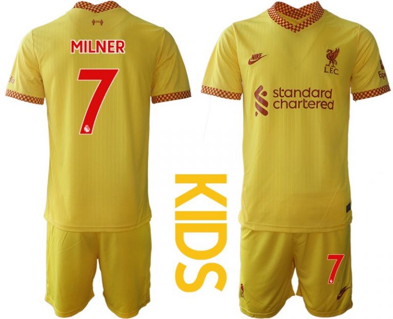 Fußball Trikot FC Liverpool Ausweichtrikot 2021-22 für Kinder mit Aufdruck MILNER 7