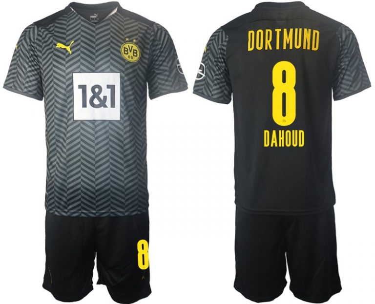 Fußballtrikot BVB Borussia Dortmund 2022 Auswärtstrikot Grau mit Aufdruck Dahoud 8