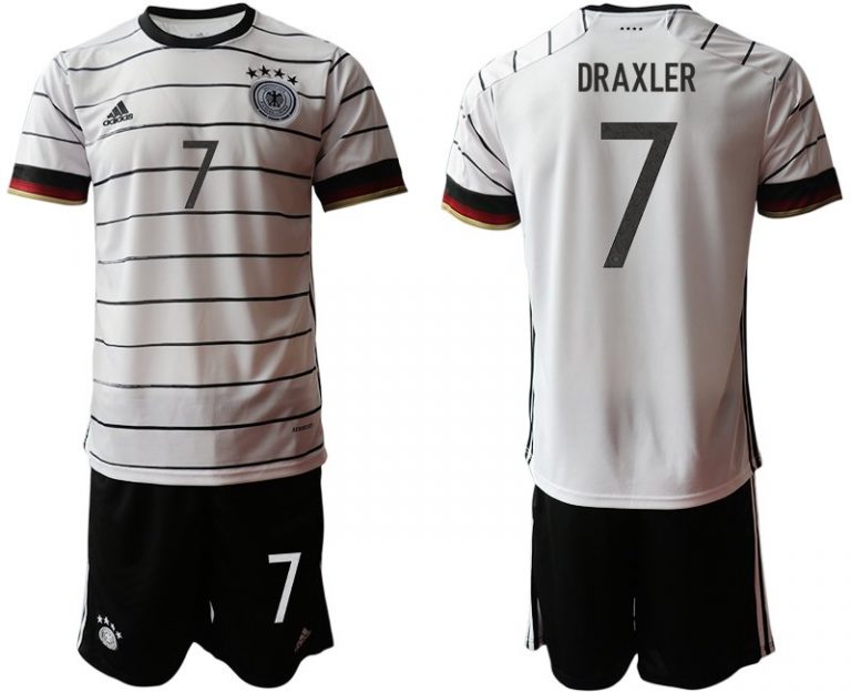 Fußballtrikot Set DFB Deutschland Heimtrikot Herren EM 2020 in weiß mit Aufdruck DRAXLER 7