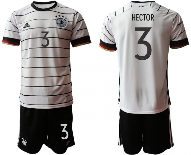 Fußballtrikot Set DFB Deutschland Heimtrikot Herren EM 2020 in weiß mit Aufdruck HECTOR 3