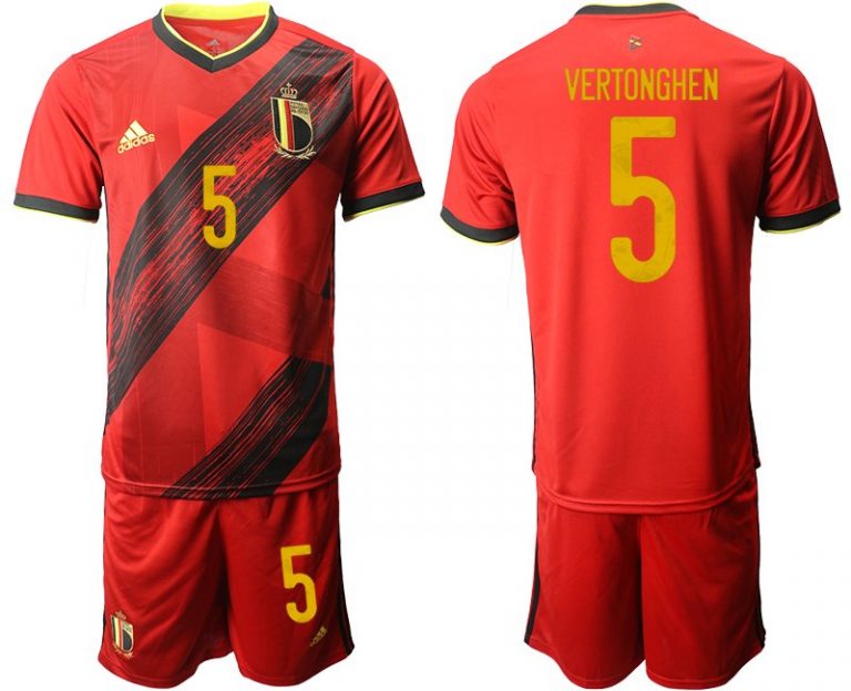 Fussballtrikot Set Herren Belgien Trikot Home EM 2020 Rot mit Aufdruck VERTONGHEN 5