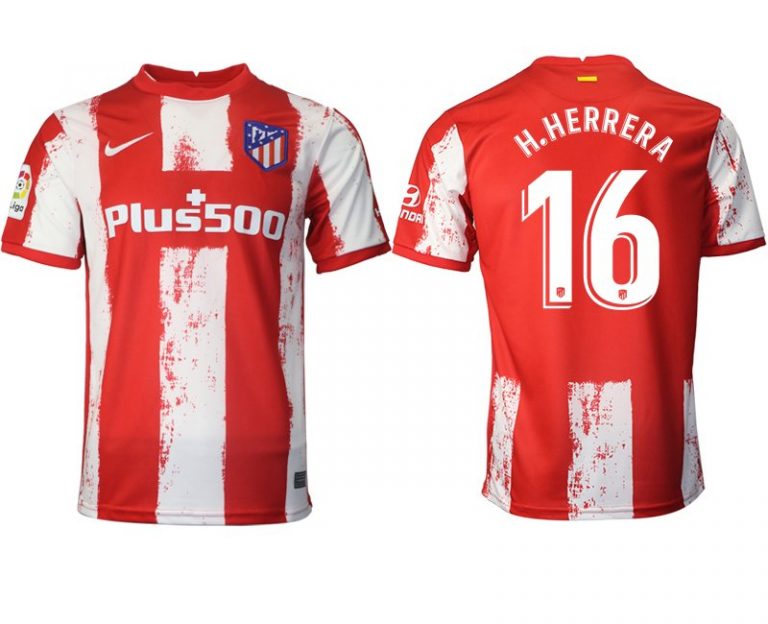 Heimtrikot Atlético Madrid 2021/22 rot/weiß mit Aufdruck H.Herrera 16