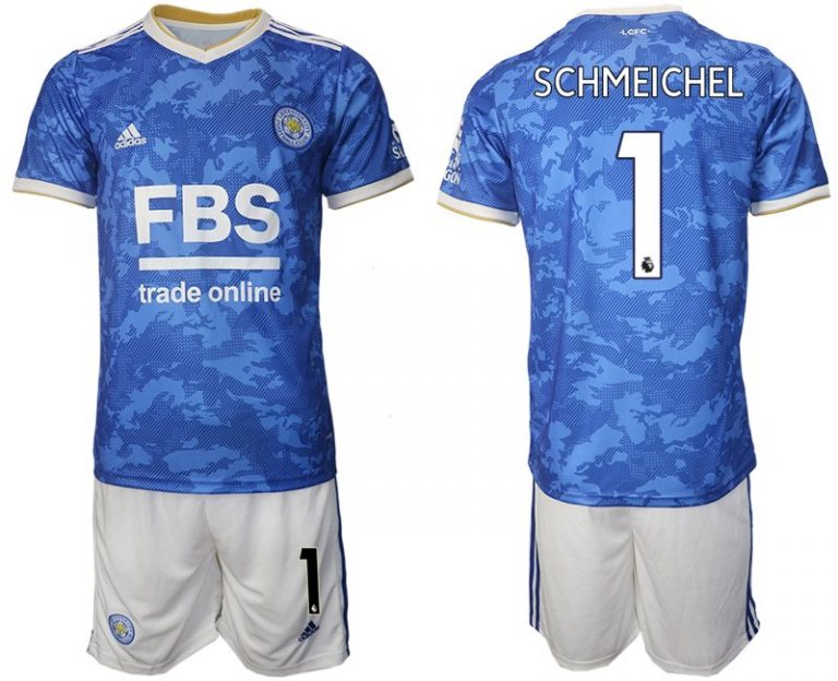 Herren LCFC Kasper Schmeichel 1# Heimtrikot 2022 Trikotsatz Kurzarm + Kurze Hosen