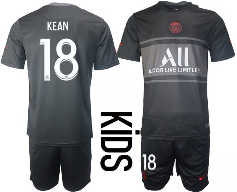 Kean 18 Kinder Paris Saint Germain PSG Ausweichtrikot 2021-22 schwarz/rot