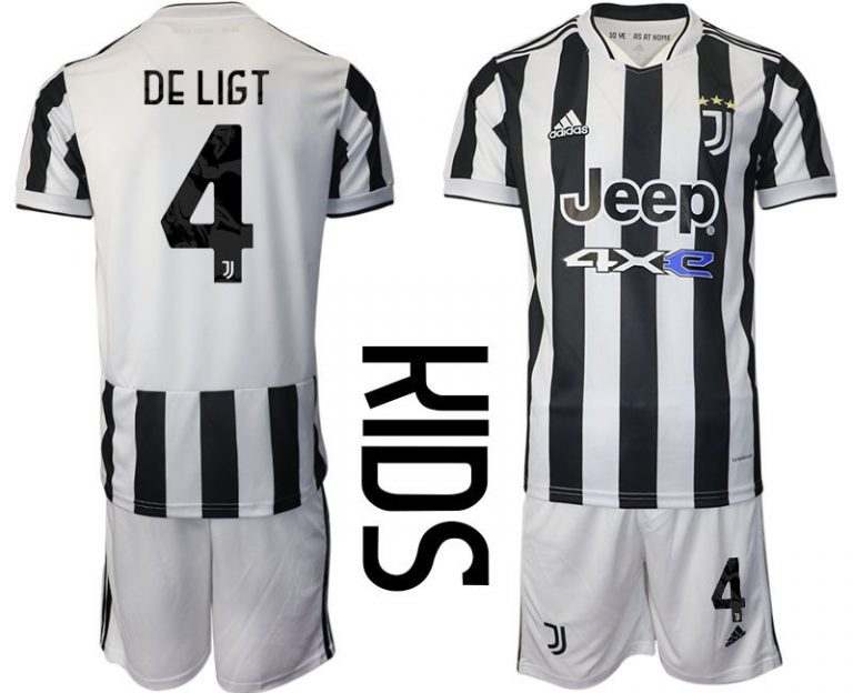 Kinder Fußball Trikot Juventus Turin Heimtrikot 2021/22 mit Aufdruck DE LIGT 4