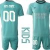 Kinder Real Madrid Ausweichtrikot 2021-22 türkis/weiß Trikotsatz Kurzarm + Kurze Hosen-1