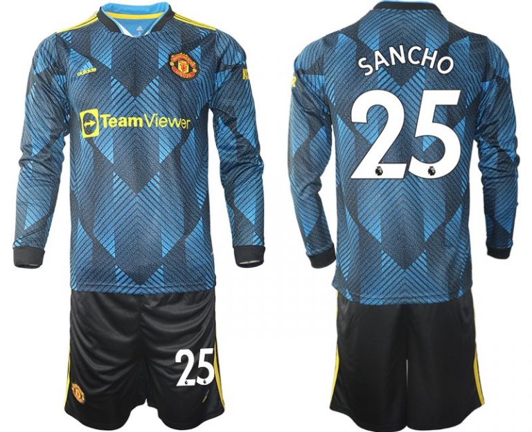 Manchester United Ausweichtrikot 2021/22 Langarm Trikotsatz mit Aufdruck Sancho 25