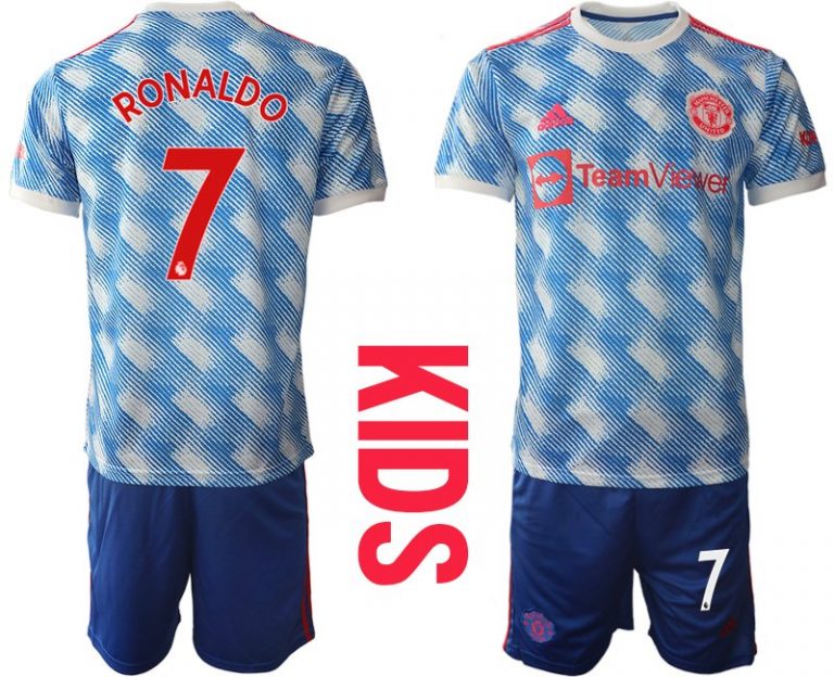 Manchester United Trikot Away Kinder 2022 mit Aufdruck Ronaldo 7