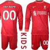 Personalisierbar FC Liverpool Heimtrikot 2021/22 Trikotsatz Langarm in rot für Kinder-1