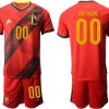 Personalisierbar Herren Kurzarm Belgien Heimtrikot EM 2020 in rot-1