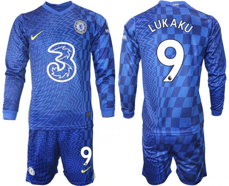 Personalisierbar Trikotsatz Chelsea FC Heimtrikot 2022 blau Langarm LUKAKU 9