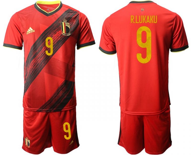 Trikot zur Fußball-Europameisterschaft 2020 Belgien Heimtrikot in rot mit Aufdruck R.LUKAKU 9