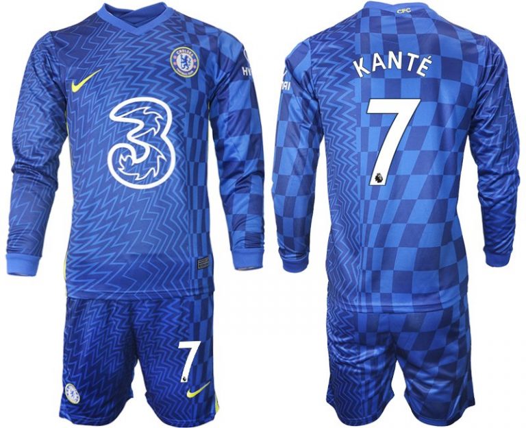 Trikotsatz Chelsea FC Stadium Heimtrikot 2022 blau Langarm mit Aufdruck Kanté 7