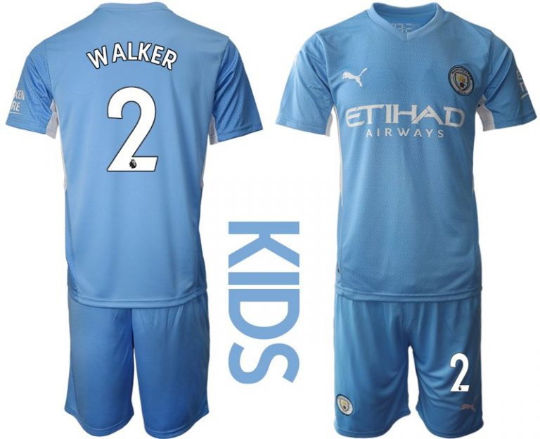 Trikotsatz Manchester City Heimtrikot 2022 Kindertrikot mit Aufdruck Walker 2