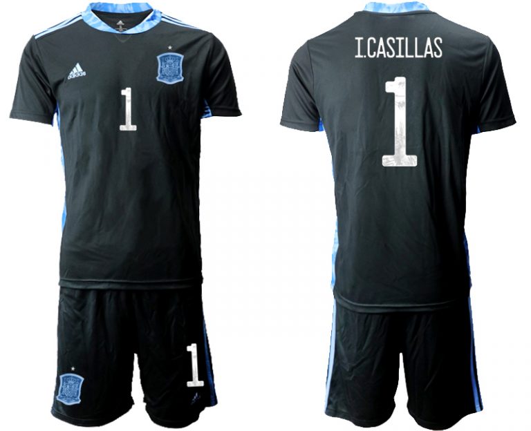 Spanien Trikot 2021 Euro Torwart Auswärtstrikots Schwarz I.CASILLAS 1