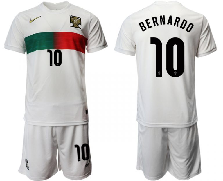 2022 Neue Trikotsatz Portugal Heimtrikot Away Weiß BERNARDO 10