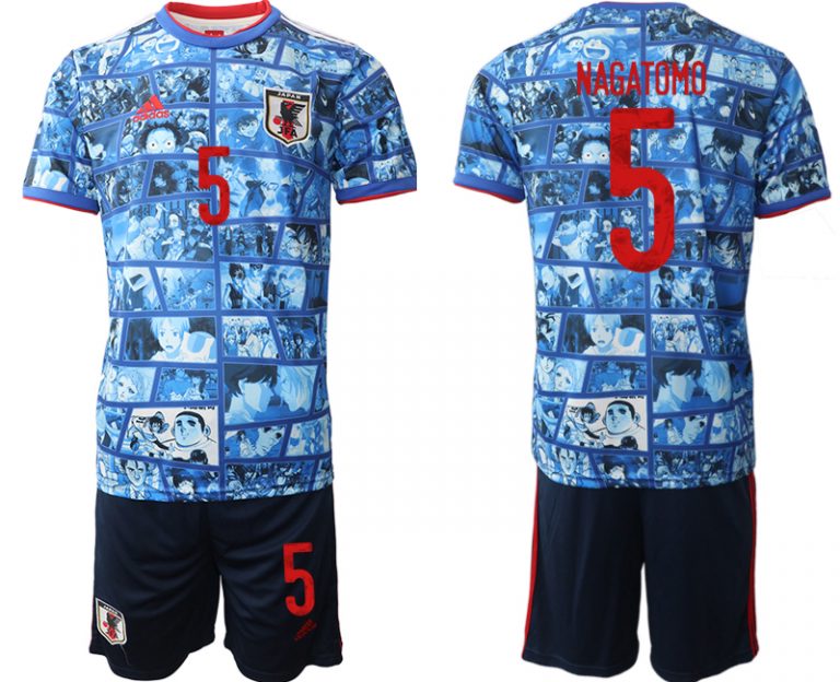 Fantastisches Japan 2022 Heimtrikot Trikotsatz Blau Kurzarm + Kurze Hosen NAGATOMO 5